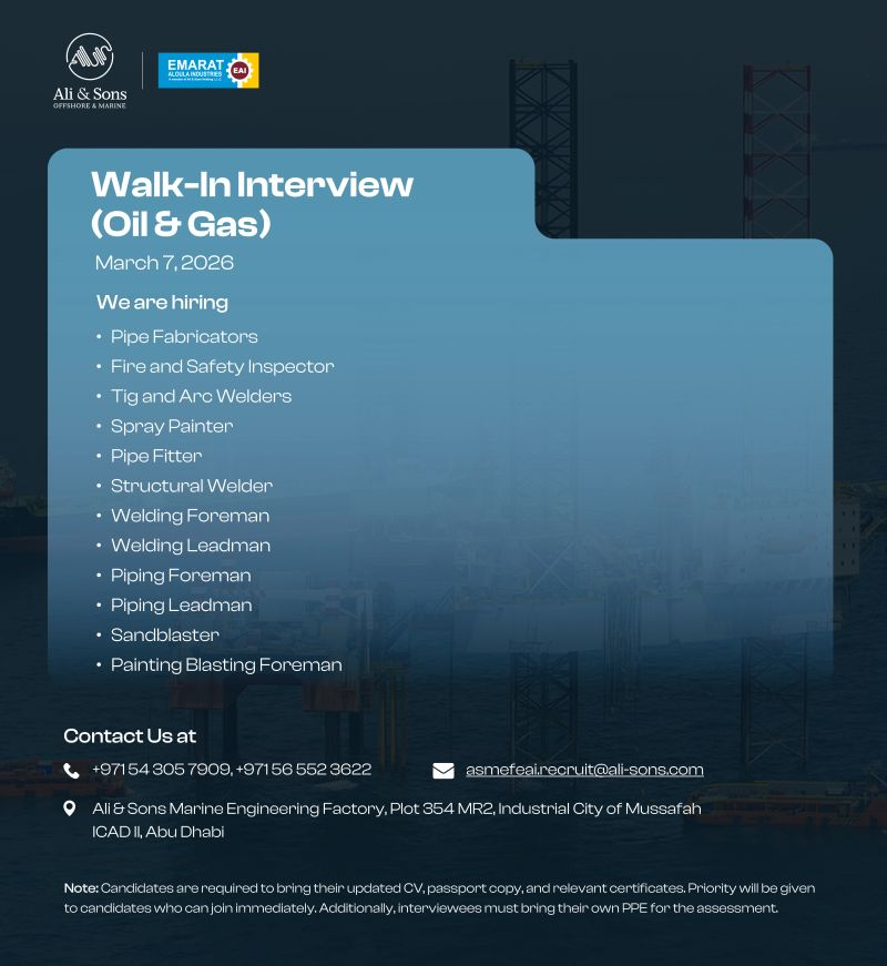 Ali & Sons Walk in Interview in Abu Dhabi, UAE | Walk in Interview in UAE