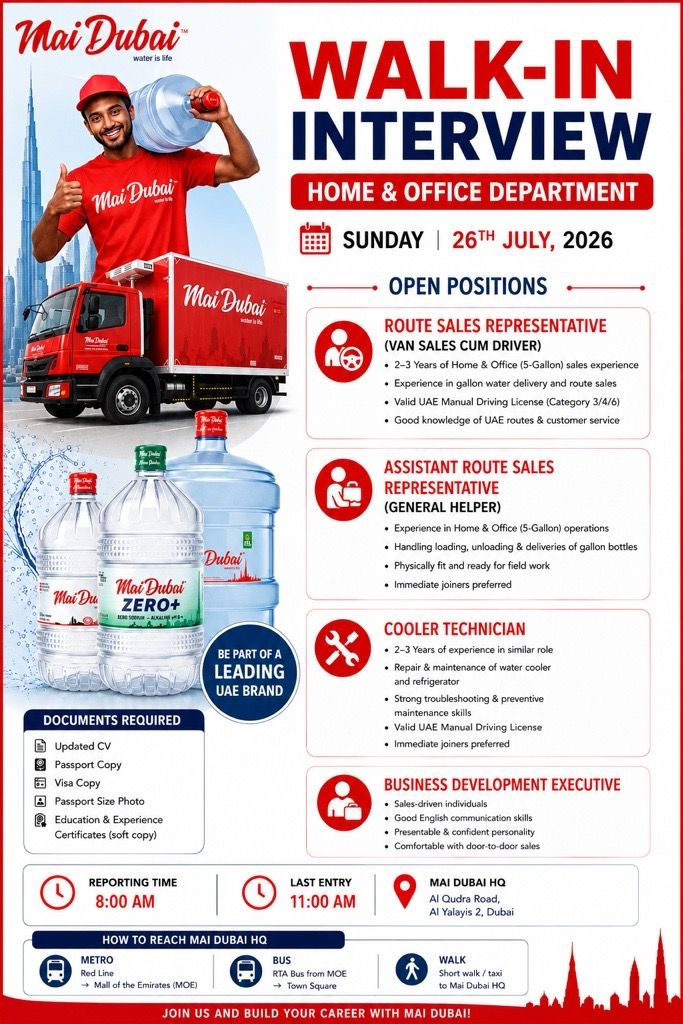 Mai Dubai walk in interview Dubai UAE job vacancies | Mai Dubai Jobs and Careers 2026