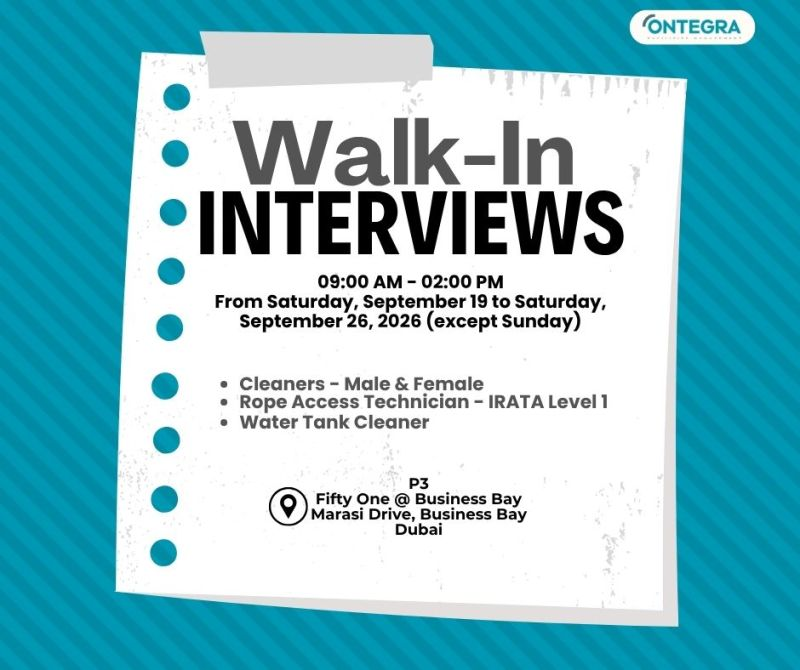 Ontegra Facilities Management Walk in Interview in Dubai | Latest Ontegra Facilities Management Careers and Jobs in Dubai, AE
